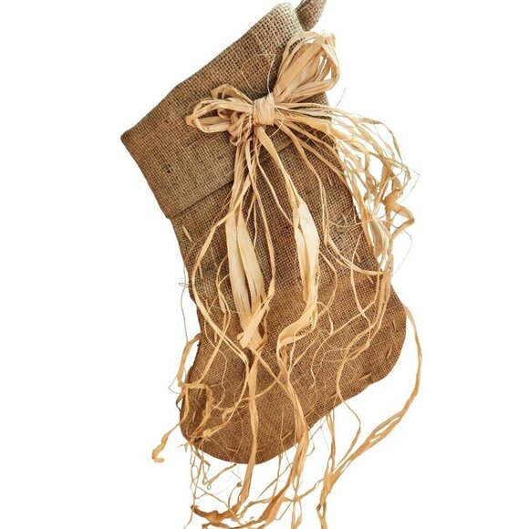 Burlap Christmas Stockings Set Of 2 16" Long Rustic Country Western DIY Crafts - Picture 2 of 10